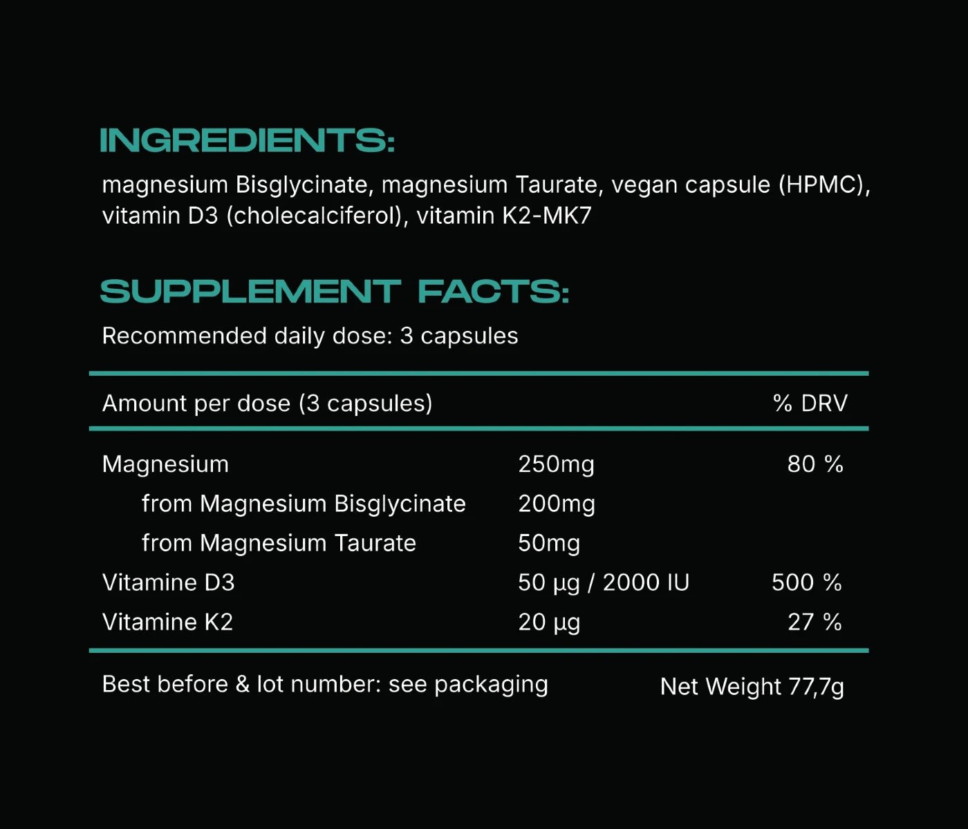 VITALITY 2.0 Magnesium + Vitamin D3 + K2 - LifeUnlocked